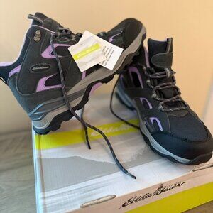 Eddie Bauer San Juan Mens Size 9.5 Suede and Mesh Hiking Boot Black And Purple
